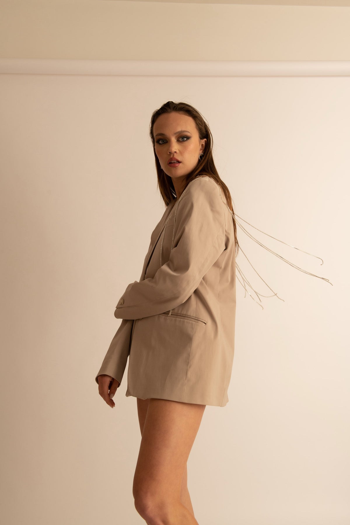 Blazer Beige Swarovski a Rombi
